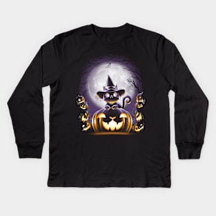 WITCH CAT NIGHT Kids Long Sleeve T-Shirt